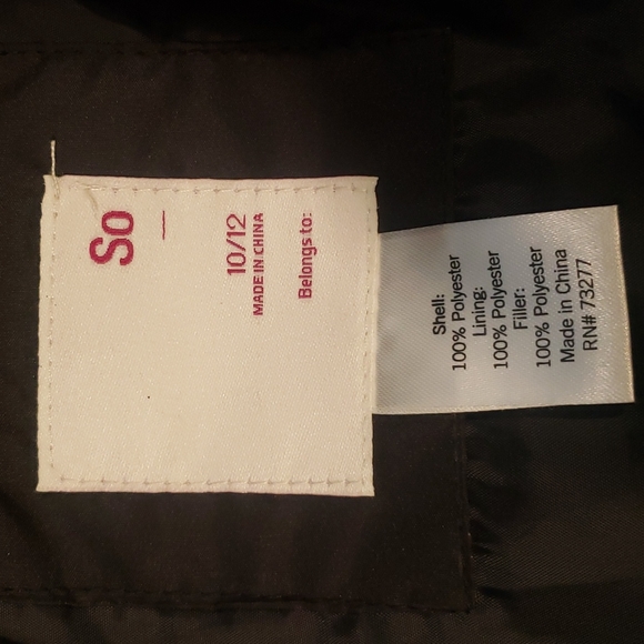 SO Girls Black Quilted Jacket - Picture 3 of 3